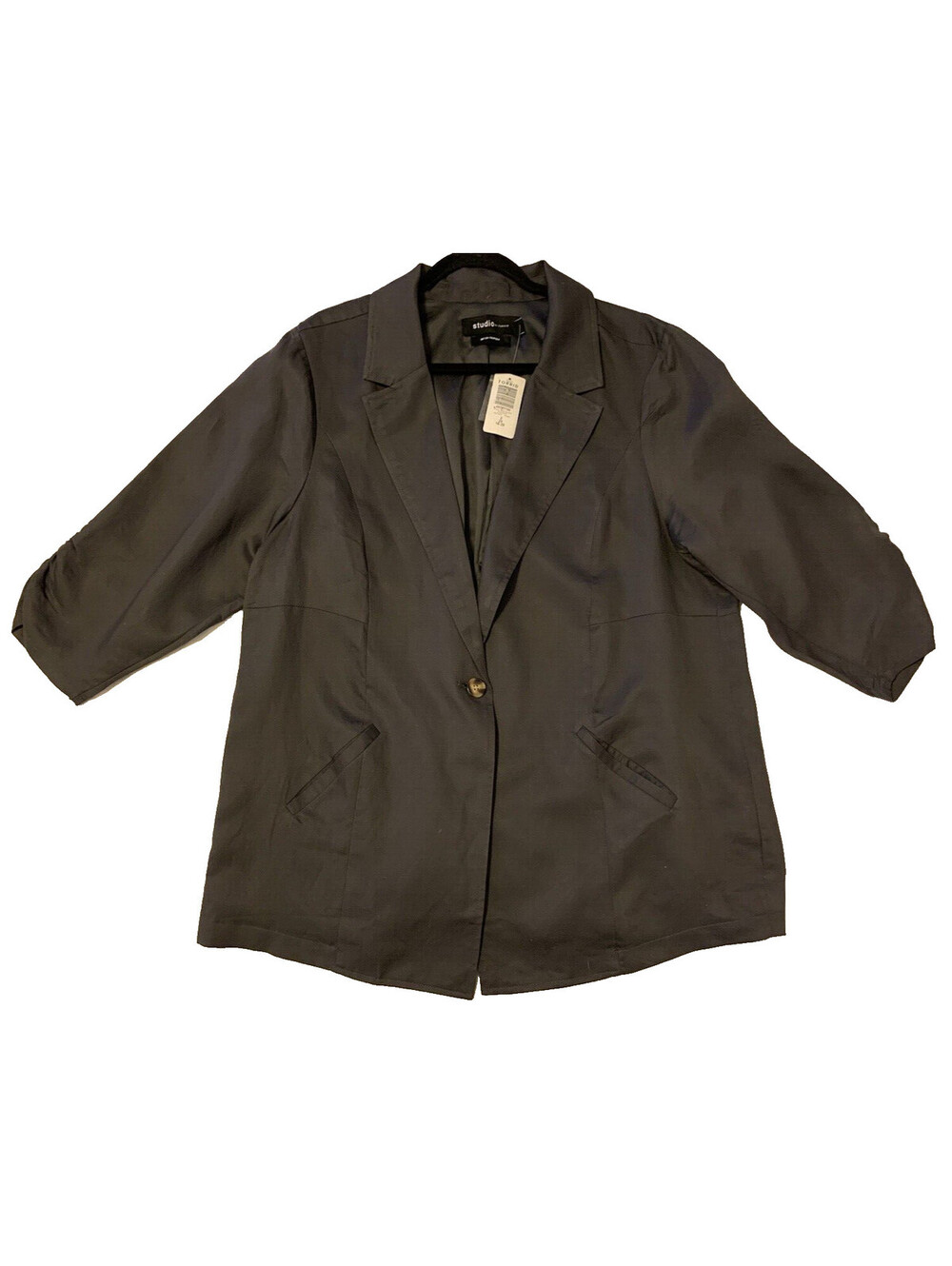 Torrid Linen Blazer Jacket NWT - Women's 2X Black with Satin Lining